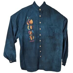 Alchemy Artwear Shirt Mens Blue Green Tie Dye Long Sleeve Large (2XL)